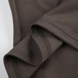 KYLETHOMASW  -  Folds V-neck Top Brown Vintage Slimming Button Short Sleeve T-shirt Casual Basic Streetwear Elegant Cargo Tops Summer
