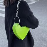 Kylethomasw Designer Thick Chain Handbags Women Luxury Ladies Heart Shaped Shoulder Bag Cute Female Clutch Purse Fashion Love Underarm Bag