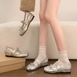 KYLETHOMASW  -  French-style Silver Polka Dot Mesh Mary Jane Shoes New Summer Hidden-heel Stunning Ballet Flats