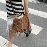 Kylethomasw Fashion Tassel Shoulder Bag for Women High Quality Deerskin Armpit Bag Women Retro Purse Crossbody Bag Bohemian Handbags Satchel