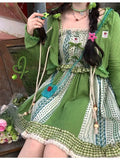 KYLTHOMASW  -  Japan Kawaii Dress Strawberry Floral Stitching Suspender Skirt Lace-up Cardigan Japanese Style Sweet