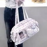 KYLETHOMASW  -  Women Ita Bags Heart Transparent Kawaii Preppy Shoulder Underarm Bag Y2k Aesthetic Star Printing Sweet Wings Purse and Handbags