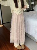 KYLETHOMASW  -   Sweet Cake Long Skirts Women Mesh New Loose Chic Summer 2024 OL Elegant Casual High Street Slim Gentle Vacation
