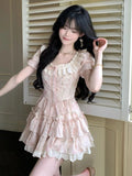 KYLETHOMASW  -  French Style Sweet Elegant New 2 Piece Sets Women Cute Bow Y2k Tops + Cake Skirts Harajuku Female Korean Popular Clothing 2025