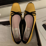 KYLETHOMASW  -  Satin Round Toe Bowknot Womens Flat Shoes Vintage Brand Designe Open Heel Sweet Party Dress Fashion Square Heel Women Loafers