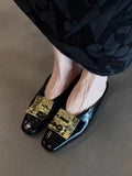 KYLETHOMASW  -  Metal-buttoned Toe, Half-slipper, Female, Inwardly Height-increasing, Square-headed, One-footed, Lazy Person's Drag