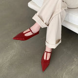 KYLETHOMASW  -  New Spring Fashion Non-Slip Women Mary Janes Flats Shoes Comfort Footwear  Pointed Toe Female Buckle T-Strap Ladies Flats Shoes