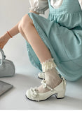 KYLETHOMASW  -  Cute Lace JK Women Mary Jane Shoes Fashion Butterfly-knot Leather Shoes Outdoor Women's Party Dress Pumps