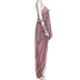 KYLETHOMASW  -  Ruched Design Wrap Chest Maxi Dresses Loose Fit Long Trailing Bud Skirt French Romantic Style Elegant Fashion Vestidos