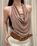 KYLETHOMASW  -  Sexy Knitted Backless Vest Women's Summer Design Unique Knot Exposure Back Outerwear Cotton Polyester Blend Breathable