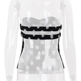 KYLETHOMASW  -  Women Vintage Black White Polka Dot Strapless Tube Top Back Tie Slim Pure Y2K Camisole For Inner Outer Wear