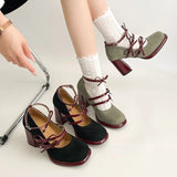 KYLETHOMASW  -  Designer New Spring Thick Heel Women Mary Jane Shoes Butterfly-knot Buckle Strap Shoes Ladies Elegant Party Dress Pumps