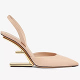 KYLETHOMASW  -  New Style High Heels Women Slingback Metal High Heels Women Shoes Pointed Toe Party Dress Shoes Sandalias De Las Mujeres