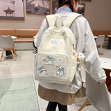 KYLETHOMASW  -  Women's Backpack Cute Cat Embroidery Letter Plush Charm Multi Pocket Adjustable Strap Casual Daily School Bag New Back Pack