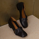 KYLETHOMASW  -  Square Toe Loafers Shoes Woman Soft Leather Retro Sandals Shallow Summer Trend Soft Sole Shoes Comfort Zapatillas De Mujer