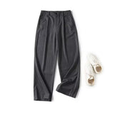 KYLETHOMASW  -  French Minimalist Grey High WaistedLeg Casual Pants  Straight Women Fashion Office Ladies Winter Trousers