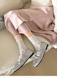 KYLETHOMASW  -  Summer Butterfly-knot Flat Mary Jane Women Comfort Soft Sole Ladies Elegnat Square Toe Dress Ballets Shoes