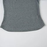 KYLETHOMASW  -  Fashionable dark chain print contrasting round neck long sleeved simple grey slim fit slimming front shoulder top