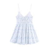 KYLETHOMASW  -  New Women Sexy Sling Floral Embroidery Dress Thin Straps V Neck A-line Mini Casual Summer Dresses Beach Vestidos