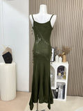 Kylethomasw Harajuku Prairie Chic Knitted Fairy Dress Sleeveless Elegant Sexy Hollow Out Green Slim One-Piece Frocks Gyaru French Elegance