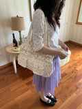 KYLETHOMASW  -  Floral Canvas Lace Shoulder Bag with Zipper Design Large Capacity Multiple Pockets Cloth Bags