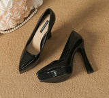 KYLETHOMASW  -  High Heels Women's Spring Autumn Waterproof Table High Heel Pumps Women's Pointed Toes Thin Heels Bridesmaid Work Shoes Women