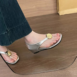 KYLETHOMASW  -  Summer Leisure Toe-Open Sandals Slippers Trendy Rubber Bottom Flat Head Casual Slip-On Shoes High Aesthetic Value
