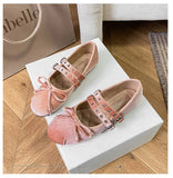 KYLETHOMASW  -  silver glitter ballet flats women round toe riband cross-tied bow ballerina shoes crystal wedding bridesmaid flats shoes size 43