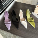 KYLETHOMASW  -  Pointed Toe Pumps Women Summer 2024 New Sandals Female Slingback High Heels Designer Brand Comfy Elegance Low Heel Office Shoes