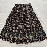 KYLETHOMASW  -  Vintage Mori Girl Style Polka Dot Patchwork Plaid Midi Skirt Womens A-line High Waist Kawaii Brown Ruffle Long Skirt Fall Winter