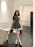 KYLETHOMASW  -  Bow Printed Halter Neck Dress Women's Summer Strapless Slim Fit A-line Short Dress Fashion Female Clothes