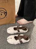 KYLETHOMASW  -  Shoes Woman Flats Loafers Fur Round Toe Autumn Casual Female Sneakers Dress Moccasin Fall Winter Leisure Buckle Strap Flock Rubb