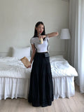 KYLETHOMASW  -  French Style Patchwork Mushroom Edge Split Skirt Women Summer New Versatile and Personalized A-line Long Skirts