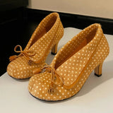KYLETHOMASW  -  Bow Tassel Decoration Chunky Heel Women Pumps Fashion Polka Dot Elegant High Heels for Ladies Spring Party Designer Shoes