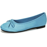 KYLETHOMASW  -  Round Toe French Style Satin Female Sandals Shallow Bow Decoration Soft Insole Ladies Flat Shoes Ballet Shoes Femme Single Shoes