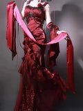 KYLETHOMASW  -  Christmas Robe Gorgeous Elegant Lolita Dress Red Rose High-end Slimming Fishtail Strap Camisole Long Dress for Women