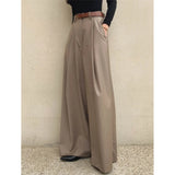 KYLETHOMASW  -  Spring Elegant Women's Wide Leg Pants High Waist Solid Korean Casual Loose Trousers Pockets Female