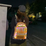 KYLETHOMASW  -  Large Capacity LED Lights Schoolbag Adjustable Straps Waterproof PVC Transparent Backpack Visible Multi-functional