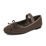 KYLETHOMASW  -  women's bowtie corduroy ballet flats round-toe elastic strap mary janes woman new designer zapatos de mujer velvet moccasins