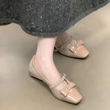 KYLETHOMASW  -  French Square Toe Block Heel Bow Shallow Single Shoes for Women New Spring and Summer Mary Jane Shoes