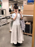 KYLETHOMASW  -  Back Polka Dot Lace Mesh Vest Dress 2025 Spring Women New Loose Transparent Layered Age Reducing Loose Versatile Dress