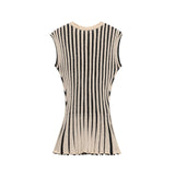 KYLETHOMASW  -  French Fashion Women's Striped Knitted Sweater Sleeveless Vest Sweater Minimalist Retro Top Women's Clothing