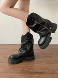 KYLETHOMASW  -  Autumn Women's Knee High Boots Western Round Toe Long Boots Women Western Shoes Chunky Heel Platform Women