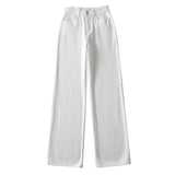 KYLETHOMASW  -  New Ladies' Patchwork Design Flared Pants Casual Denim Pants Retro Style Spice Girls Trousers High Waist Solid Color Jeans
