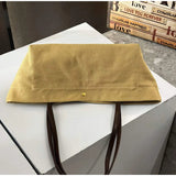 KYLETHOMASW  -  Minimalist Canvas Shoulder Tote Bag Women Thin Pu Strap Snap Button Small Handbag Daily Commute Shopping Casual Underarm Purse