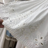 KYLETHOMASW  -  Korean Style Fashion Vintage Elegant Cutout Embroidered White A-Line Midi Skirt Summer Sweet Kawaii Ruffle Mini Skirts for Women