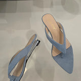 KYLETHOMASW  -  New In Fashion Pointed Toe Women Wedges Slippers Female Flip flops Slides Ladies Low Heel Wedges Slippers Sandals Shoes Pumps