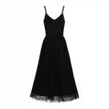 KYLETHOMASW  -  Lace Splicing Mesh Strap 2025 Spring Women Gentle Slim Fit French Romantic Ballet V-neck Waist Long Temperament Dresses