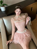 KYLETHOMASW  - Elegant Sweet 2 Piece Skirt Sets Female Bow Lace Patchwork Y2k Corset Blouse + Mini Skirts Japanese Lolita Suits 2024 Summer New