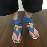 KYLETHOMASW  -  Blue  Shoes Buckle Gladiator Sandals Women Summer Jeans Boots booties sandalias Size 43